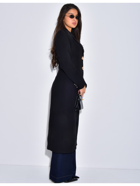 Manteau très cintré à boutons dorés