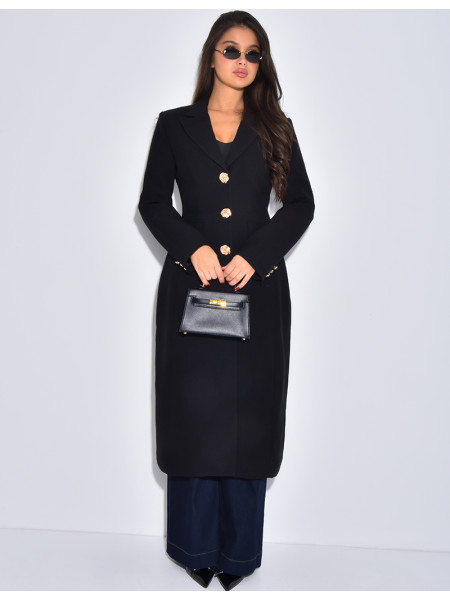 Manteau très cintré à boutons dorés
