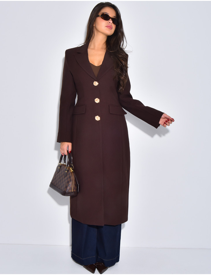 Manteau très cintré à boutons dorés