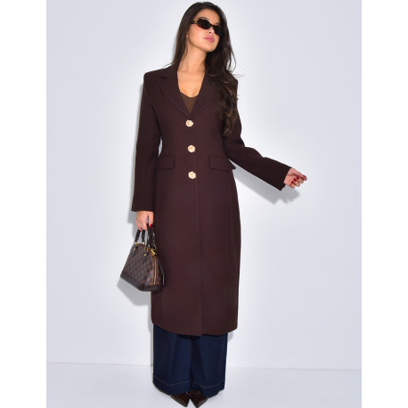 Manteau très cintré à boutons dorés