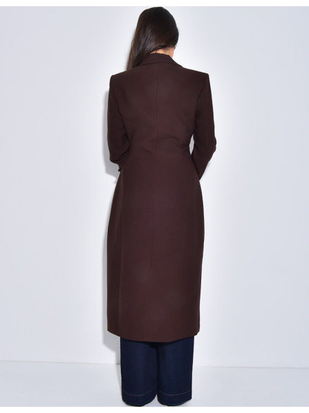 Manteau très cintré à boutons dorés