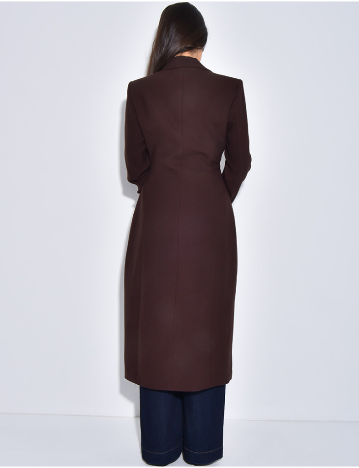 Manteau très cintré à boutons dorés