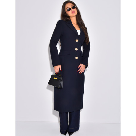 Manteau très cintré à boutons dorés
