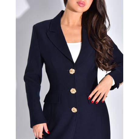 Manteau très cintré à boutons dorés