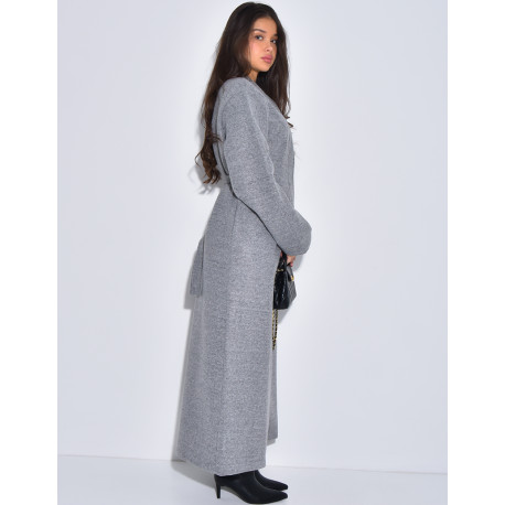 Manteau long et épais en feutrine effet cintré à la taille