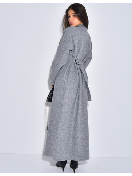 Manteau long et épais en feutrine effet cintré à la taille