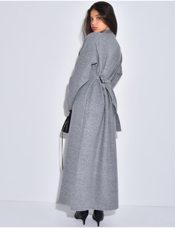 Manteau long et épais en feutrine effet cintré à la taille