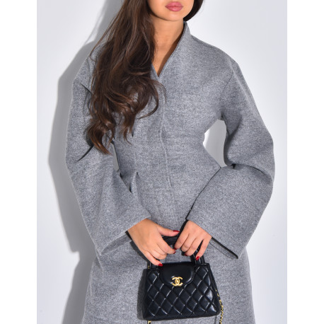 Manteau long et épais en feutrine effet cintré à la taille