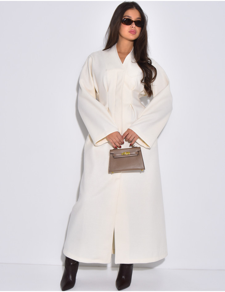 Manteau long et épais en feutrine effet cintré à la taille