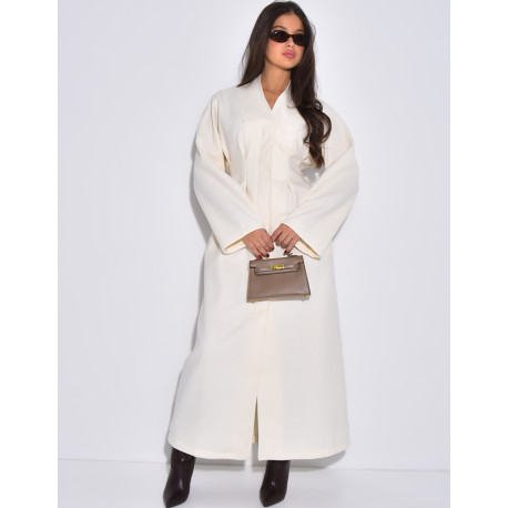 Manteau long et épais en feutrine effet cintré à la taille