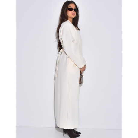 Manteau long et épais en feutrine effet cintré à la taille