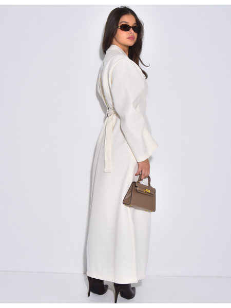 Manteau long et épais en feutrine effet cintré à la taille