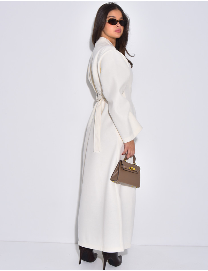 Manteau long et épais en feutrine effet cintré à la taille