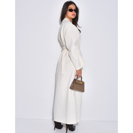 Manteau long et épais en feutrine effet cintré à la taille