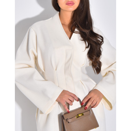 Manteau long et épais en feutrine effet cintré à la taille