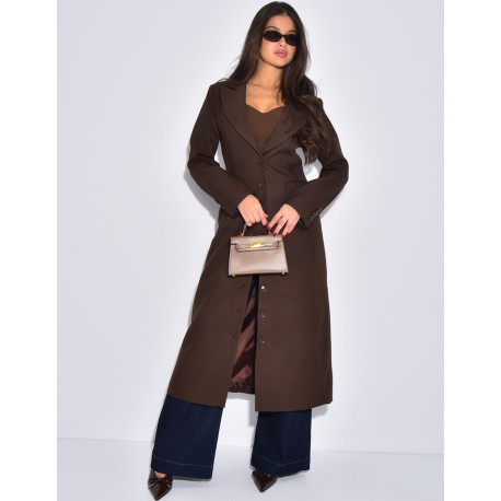 Blazer manteau très long et cintré à boutons