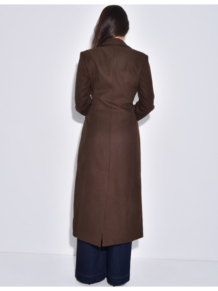 Blazer manteau très long et cintré à boutons
