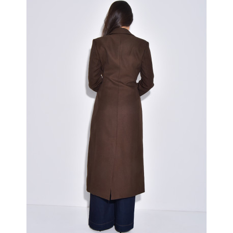 Blazer manteau très long et cintré à boutons
