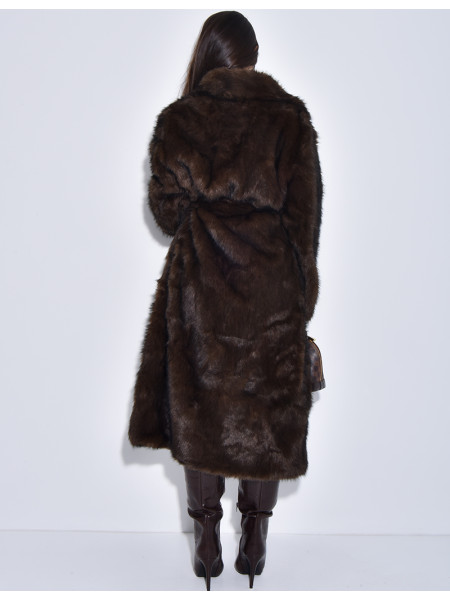 Manteau long en fausse fourrure