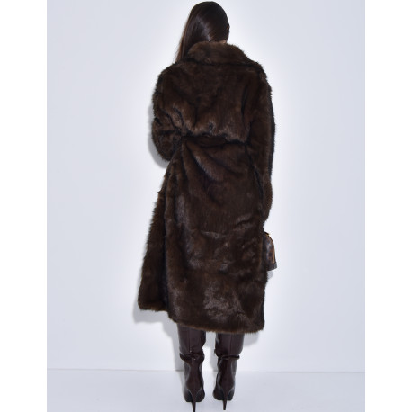 Manteau long en fausse fourrure