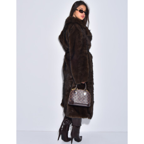 Manteau long en fausse fourrure