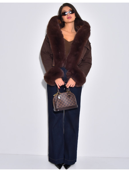 Doudoune courte à fourrure amovible