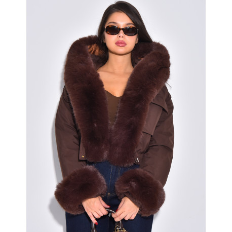 Doudoune courte à fourrure amovible