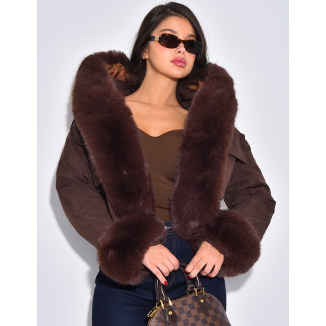 Doudoune courte à fourrure amovible