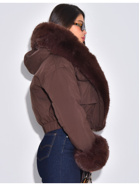 Doudoune courte à fourrure amovible