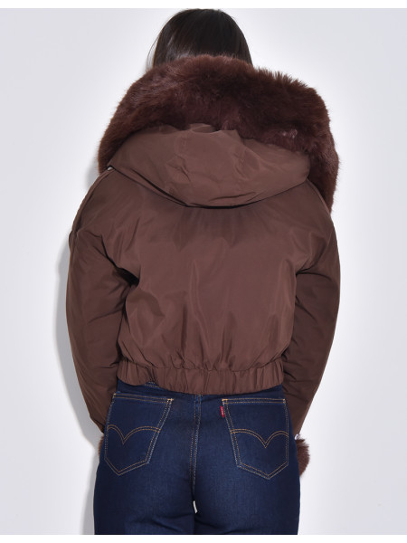 Doudoune courte à fourrure amovible