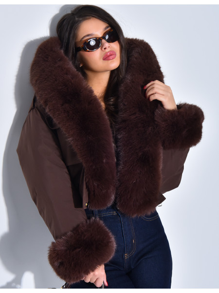 Doudoune courte à fourrure amovible