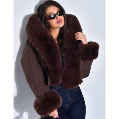 Doudoune courte à fourrure amovible