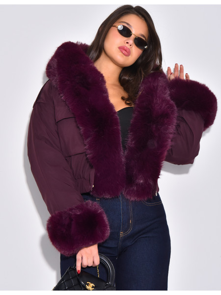 Doudoune courte à fourrure amovible