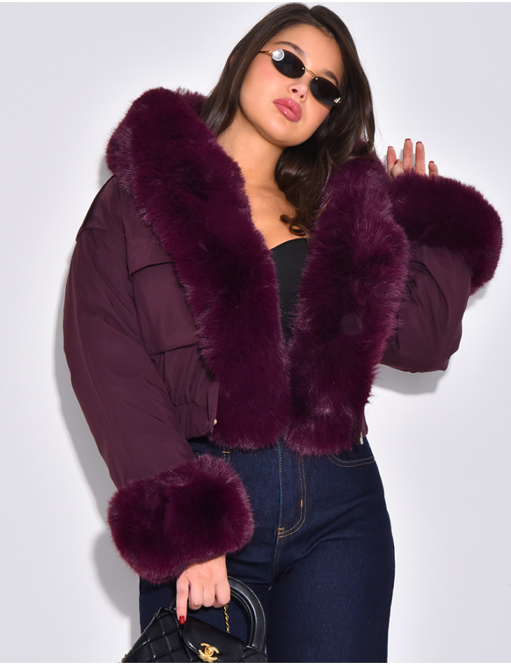 Doudoune courte à fourrure amovible