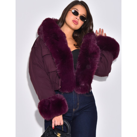 Doudoune courte à fourrure amovible