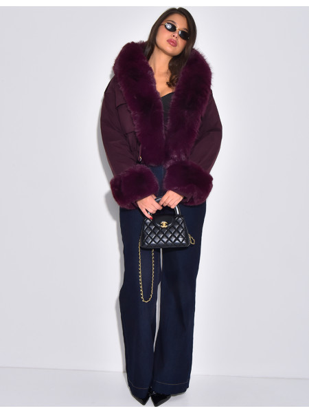 Doudoune courte à fourrure amovible