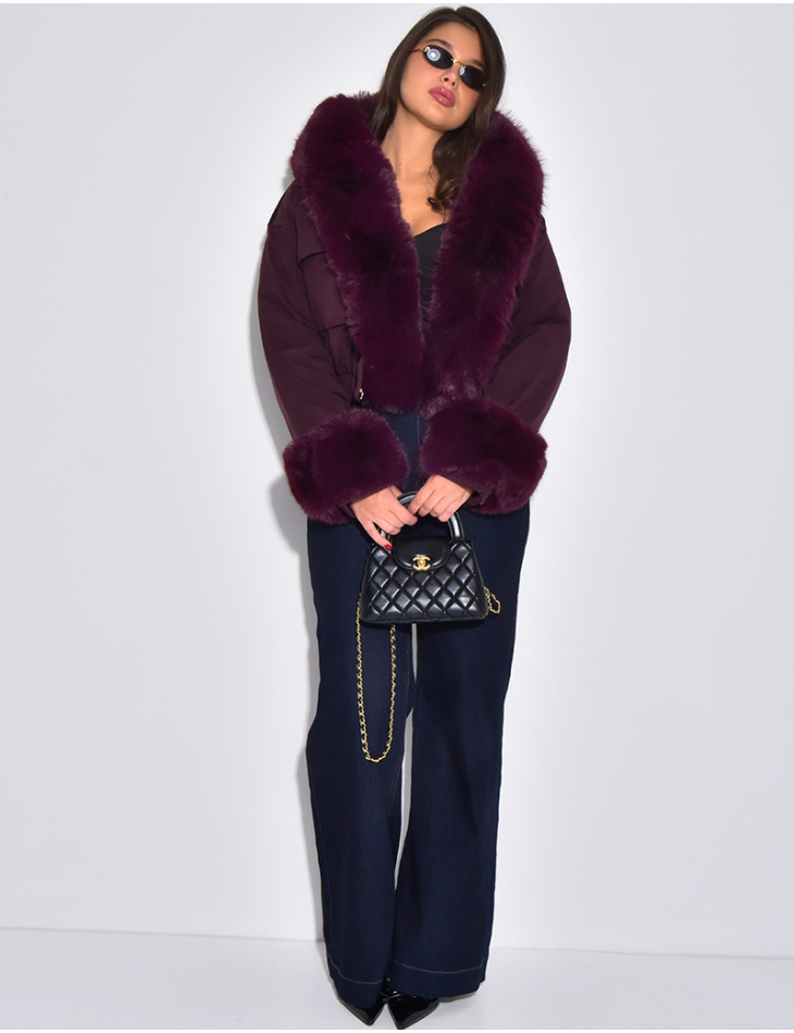 Doudoune courte à fourrure amovible