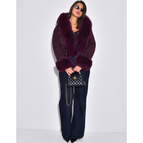 Doudoune courte à fourrure amovible