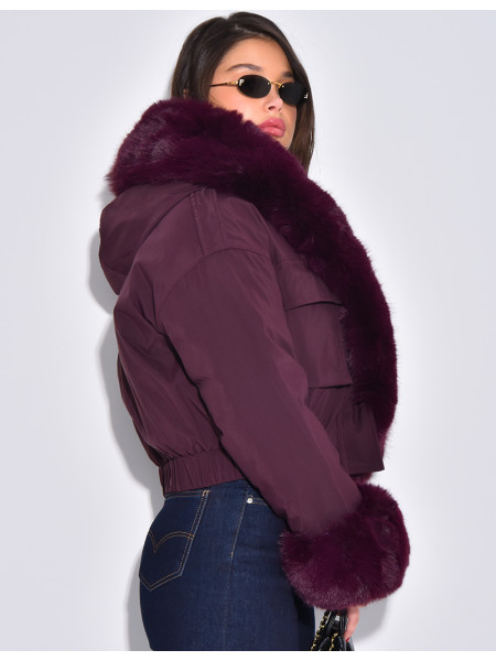 Doudoune courte à fourrure amovible