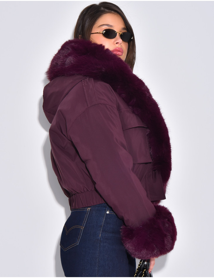 Doudoune courte à fourrure amovible