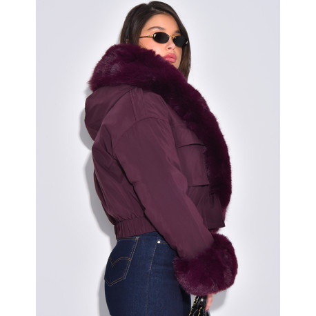 Doudoune courte à fourrure amovible