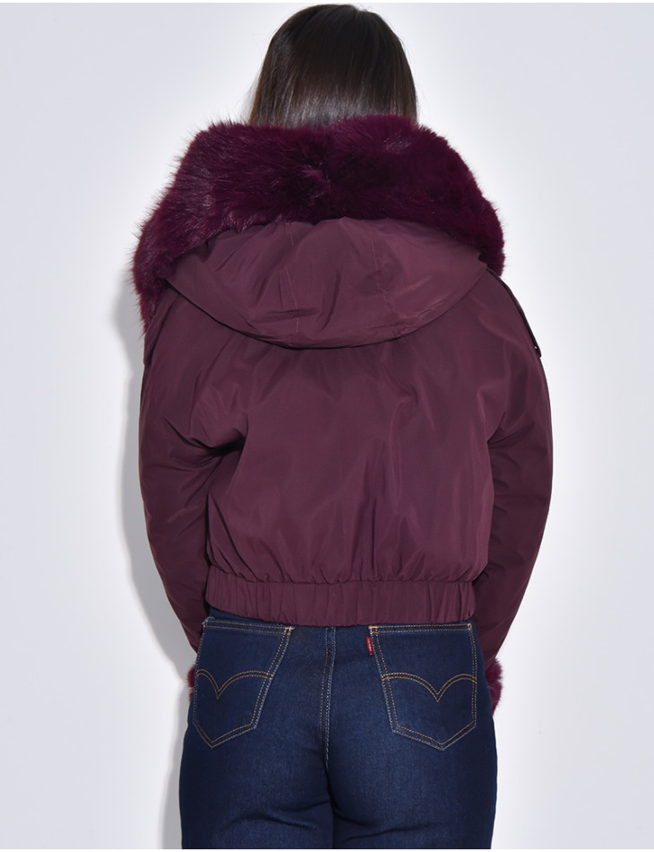 Doudoune courte à fourrure amovible