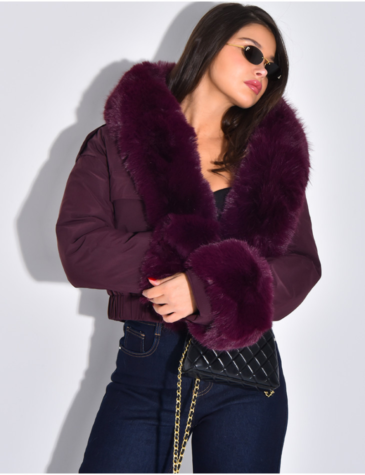 Doudoune courte à fourrure amovible