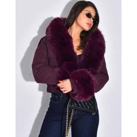 Doudoune courte à fourrure amovible