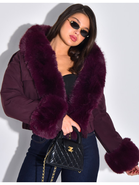 Doudoune courte à fourrure amovible