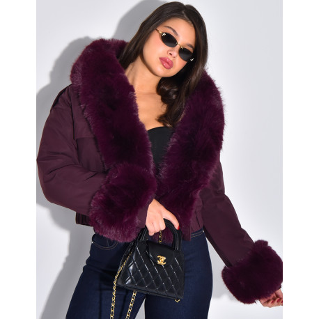 Doudoune courte à fourrure amovible