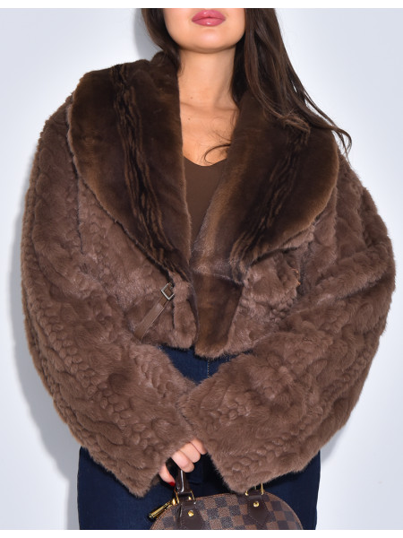 Veste courte en fausse fourrure reversible