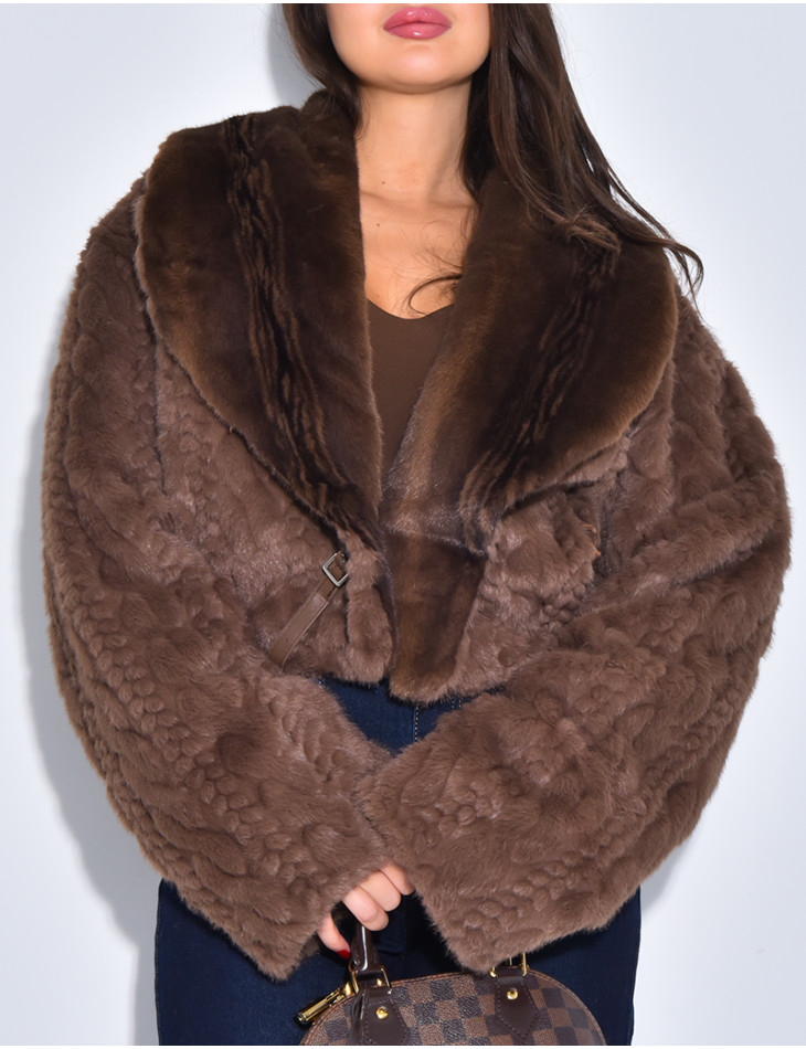 Veste courte en fausse fourrure reversible