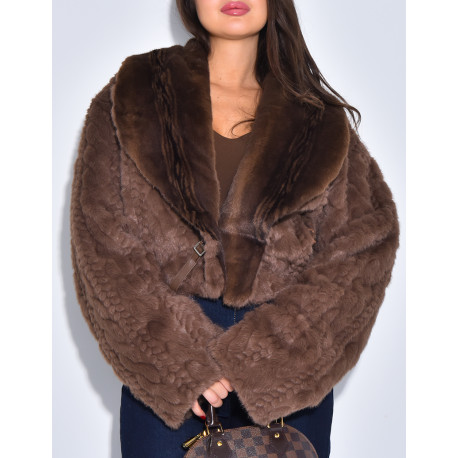 Veste courte en fausse fourrure reversible