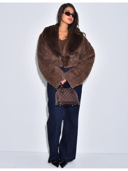 Veste courte en fausse fourrure reversible